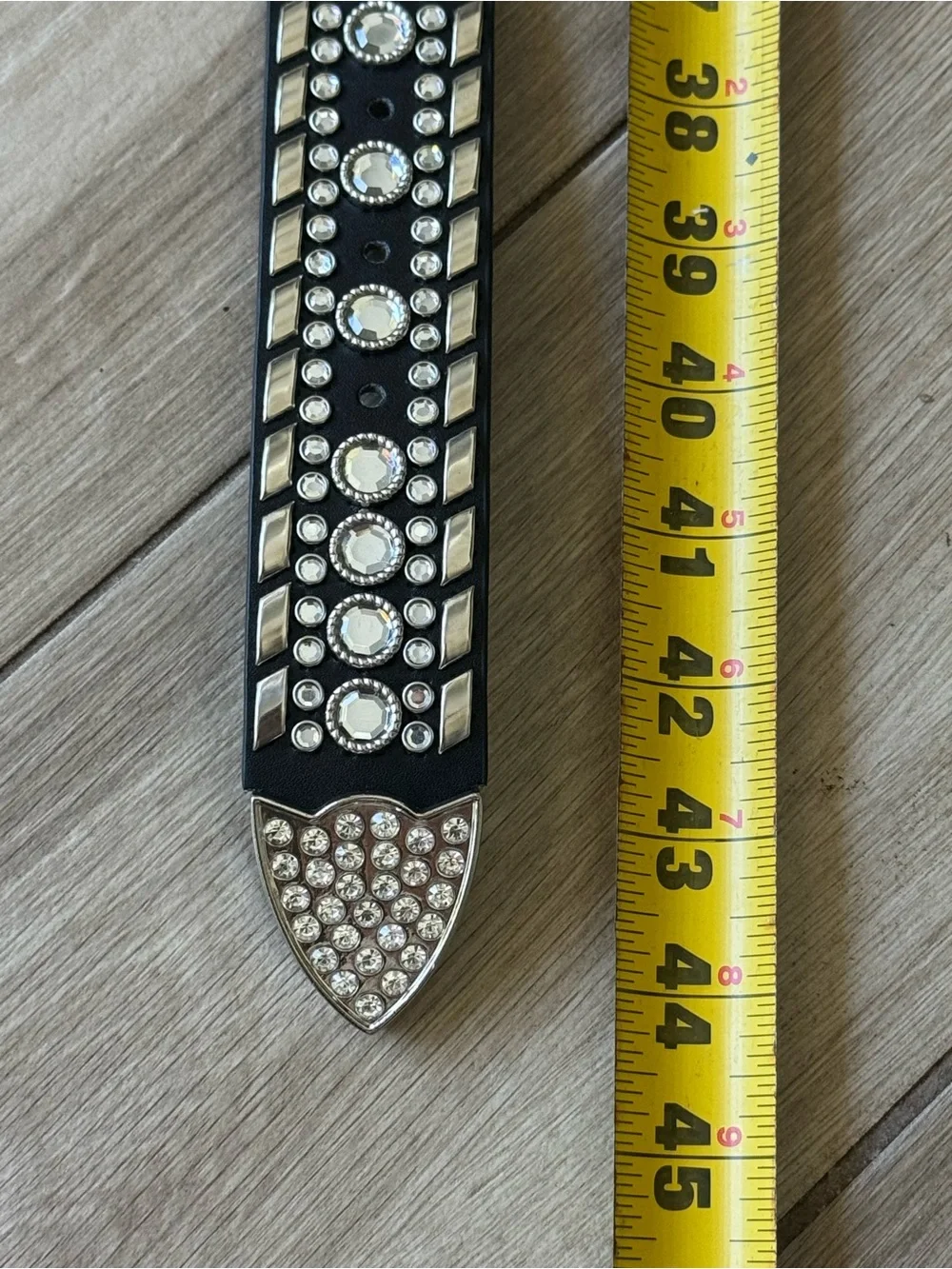 Embellished Black Women's Crystal Rhinestone Western Belt L